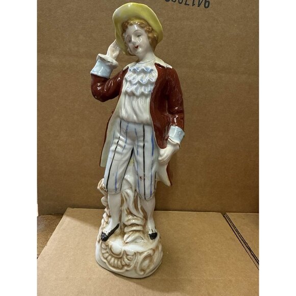 Vintage Porcelain Colonial Man Figurine Hand-Painted Decorative Collectible 10" - Picture 6 of 6